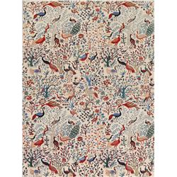 A WOOL HAND KNOTTED FLORAL ORIENTAL AREA RUG.