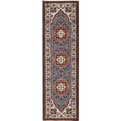 A WOOL HAND KNOTTED HERIZ ORIENTAL RUG RUNNER.
