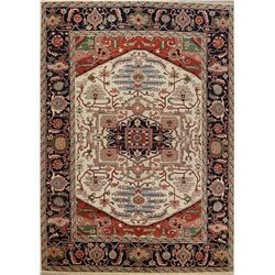 A WOOL HAND KNOTTED SERAPI ORIENTAL AREA RUG.