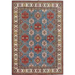 A WOOL HAND KNOTTED KAZAK ORIENTAL AREA RUG.