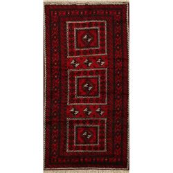 A WOOL HAND KNOTTED NOMADIC ORIENTAL AREA RUG.