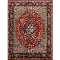 A WOOL HAND KNOTTED SERAPI ORIENTAL AREA RUG.