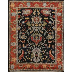 A WOOL HAND KNOTTED ORIENTAL AREA RUG.