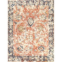 A WOOL HAND KNOTTED ORIENTAL AREA RUG.