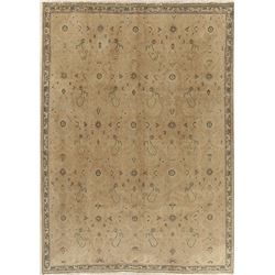A WOOL HAND KNOTTED FLORAL ORIENTAL AREA RUG.