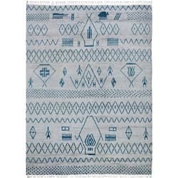 A WOOL HAND KNOTTED MOROCCAN AREA RUG.