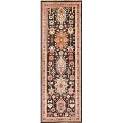 A WOOL HAND KNOTTED SERAPI ORIENTAL RUG RUNNER.