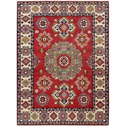 A WOOL HAND KNOTTED KAZAK ORIENTAL AREA RUG.