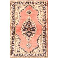 A WOOL HAND KNOTTED TURKISH AREA RUG.
