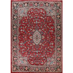 A WOOL HAND KNOTTED MAHAL ORIENTAL AREA RUG.
