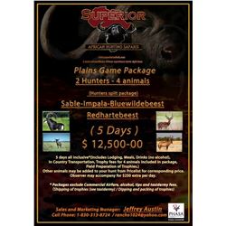 African Hunt 2 Hunters, 4 Animals, 5 days