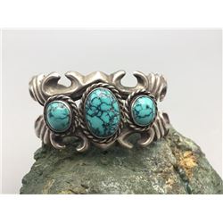 Turquoise And Sand Cast Bracelet