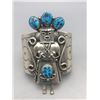 Image 1 : Turquoise and Sterling Silver Kachina Themed Bracelet