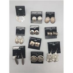 10 Pairs of Sterling Silver Earrings