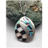 Image 2 : Sterling Silver Inlay Necklace with Handmade Chain