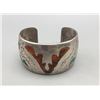 Image 1 : Vintage Turquoise and Coral Chip Inlay Bracelet