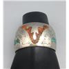 Image 7 : Vintage Turquoise and Coral Chip Inlay Bracelet