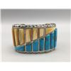 Image 1 : Turquoise and Shell Channel Inlay Bracelet