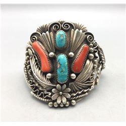 Vintage Turquoise and Coral Bracelet