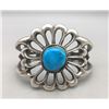Image 1 : Large Sand Cast Bracelet with Turquoise Stone