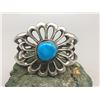 Image 2 : Large Sand Cast Bracelet with Turquoise Stone