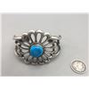 Image 3 : Large Sand Cast Bracelet with Turquoise Stone