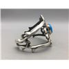 Image 4 : Large Sand Cast Bracelet with Turquoise Stone