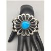Image 8 : Large Sand Cast Bracelet with Turquoise Stone