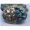 Image 1 : 7 Stone Turquoise and Gold Belt Buckle