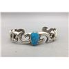 Image 1 : Turquoise and Sand Cast Sterling Silver Bracelet