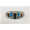 Image 1 : Onyx and Turquoise Inlay Bangle Bracelet