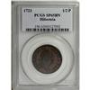 Image 3 : 1723 1/2P Hibernia Specimen Halfpenny SP65 Brown PCGS. 