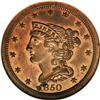 Image 1 : 1850 1/2 C PR64 Red and Brown NGC. C-1, B-1, Low R.7 a 