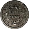 Image 2 : 1857 1/2 C PR64 Brown PCGS. C-1, B-2, R.4. A degree of 