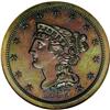 Image 1 : 1857 1/2 C PR65 Brown NGC. C-1, B-2, R.4. The letters 