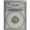 Image 1 : 1862 1C MS65 PCGS. A mildly prooflike straw-gold Gem w 