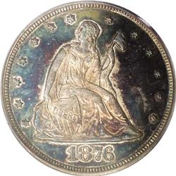 1876 20C PR65 Cameo PCGS. The richly toned surfaces of 