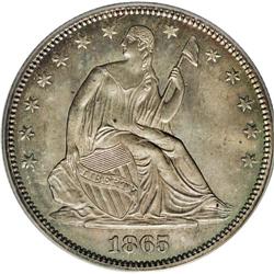 1865 50C MS66 PCGS. Satiny throughout, with a light du 