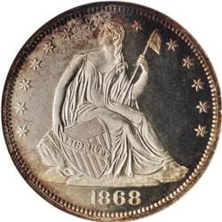 1868 50C PR67 Cameo NGC. Few collectors can remain ind 