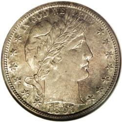 1897-S 50C MS68 NGC. The 1897-S is well known as a sca 