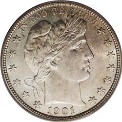 1901-S 50C MS65 PCGS. Typically well struck with shimm 