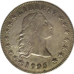 1795 S$1 Flowing Hair, Three Leaves AU55 ANACS. B-5, B 