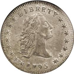 1795 S$1 Flowing Hair, Three Leaves MS64 NGC. B-5, BB- 