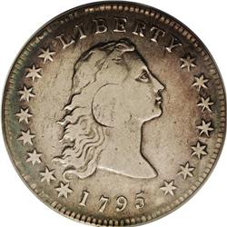 1795 S$1 Flowing Hair, Silver Plug Fine 15 PCGS. B-1, 