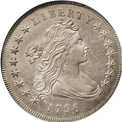 1796 S$1 Small Date, Large Letters AU58 NGC. B-4, BB-6 