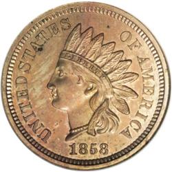1858 P1C Indian Cent, Judd-212, Pollock-256, 263, R.4,