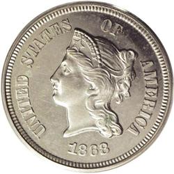 1868 5C Five Cents, Judd-633, Pollock-705, R.5, PR64 P