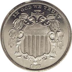 1868 5C Five Cents, Judd-636, Pollock-708, Low R.7, PR