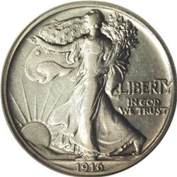 1916 50C Walking Liberty Half Dollar, Judd-1992, forme 