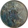 Image 1 : 1857 3CS MS 65 NGC. Deeply toned in shades of gray and 